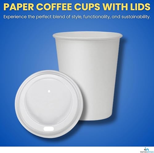 Miniatura 2 de Tazas de café de 8 onzas con tapas desechables de papel para café caliente (50 tazas y 50 tapas)
