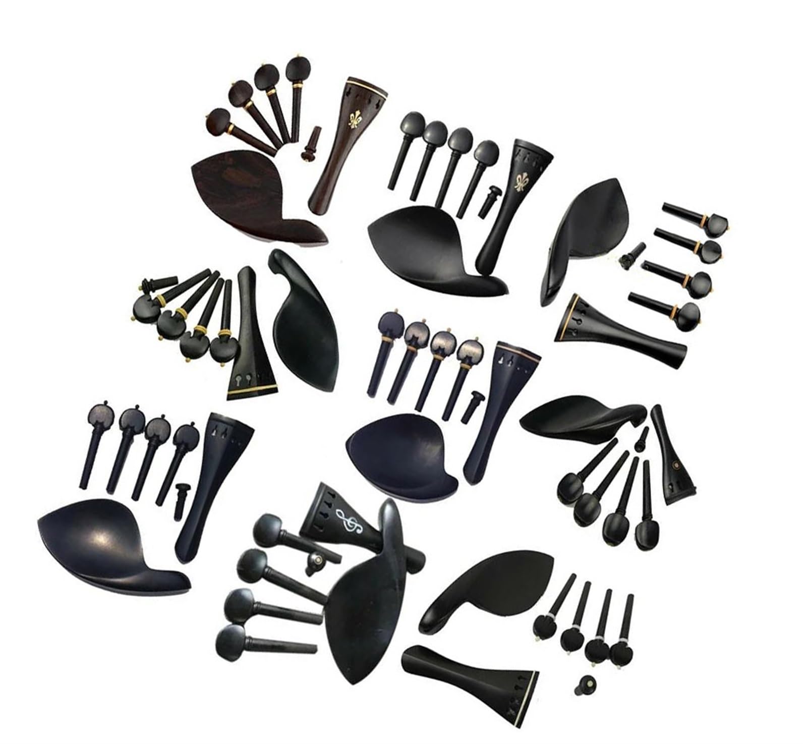 Piezas De Violín 1 Juego De Accesorios Para Violín 4/4 Con Patrones Tallados Clavijas De Afinación Cordal Clavijas De Extremo Soporte Para Barbilla