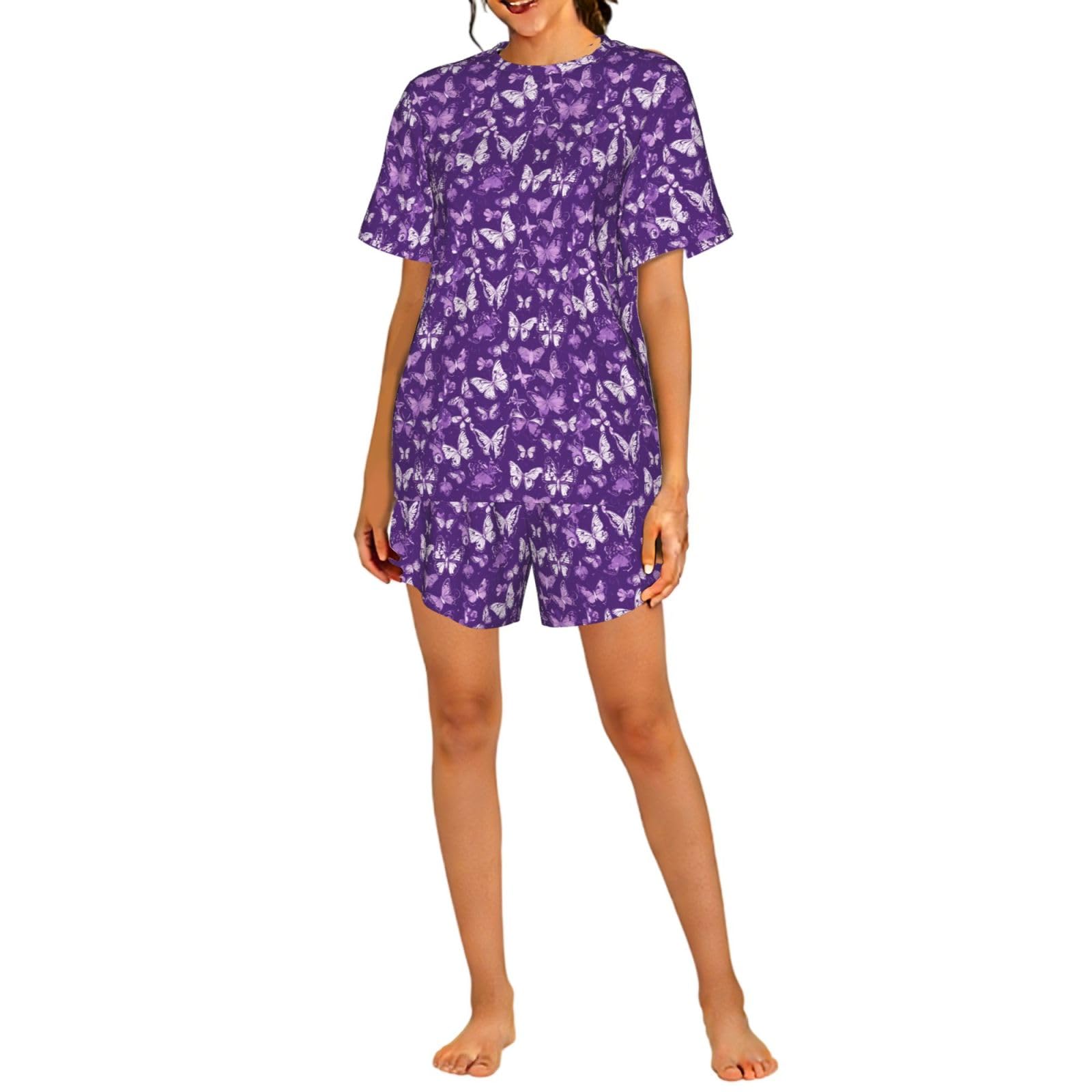 FBGHHTY Purple Butterflies Floral Print