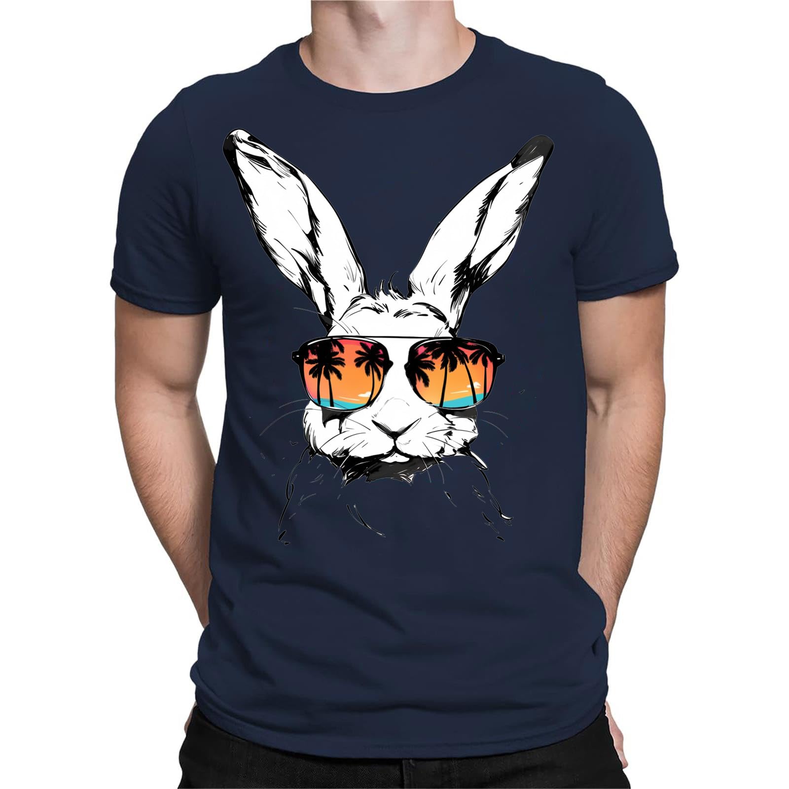 Easter Men's Street Hip Hop T Shirt Printing Short Sleeve Summer Fashion Design Men's Clothing Swim Pack (Navy-1, XXXL)