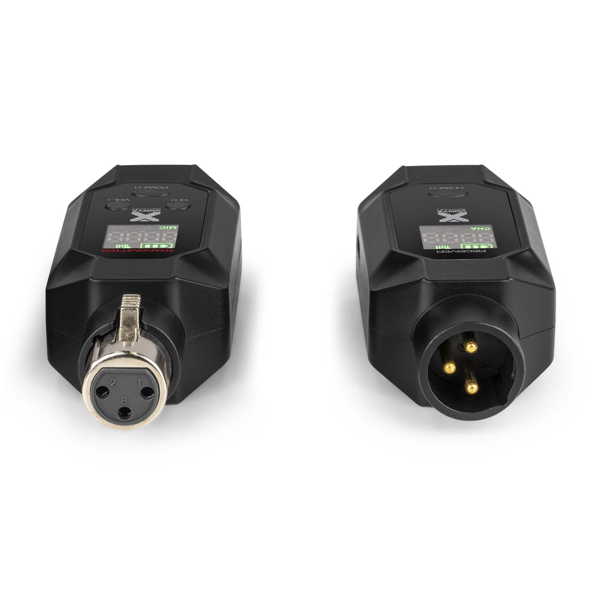 Power Dynamics WAT200 – XLR Funk Sender Empfänger für Mikrofon Kabellos, 70m Reichweite, Wireless Funk Mikro Adapter, 5h Akku, Funkmikrofon Adapter, 16 Kanäle Wireless Mic, Funk Audio Übertragung