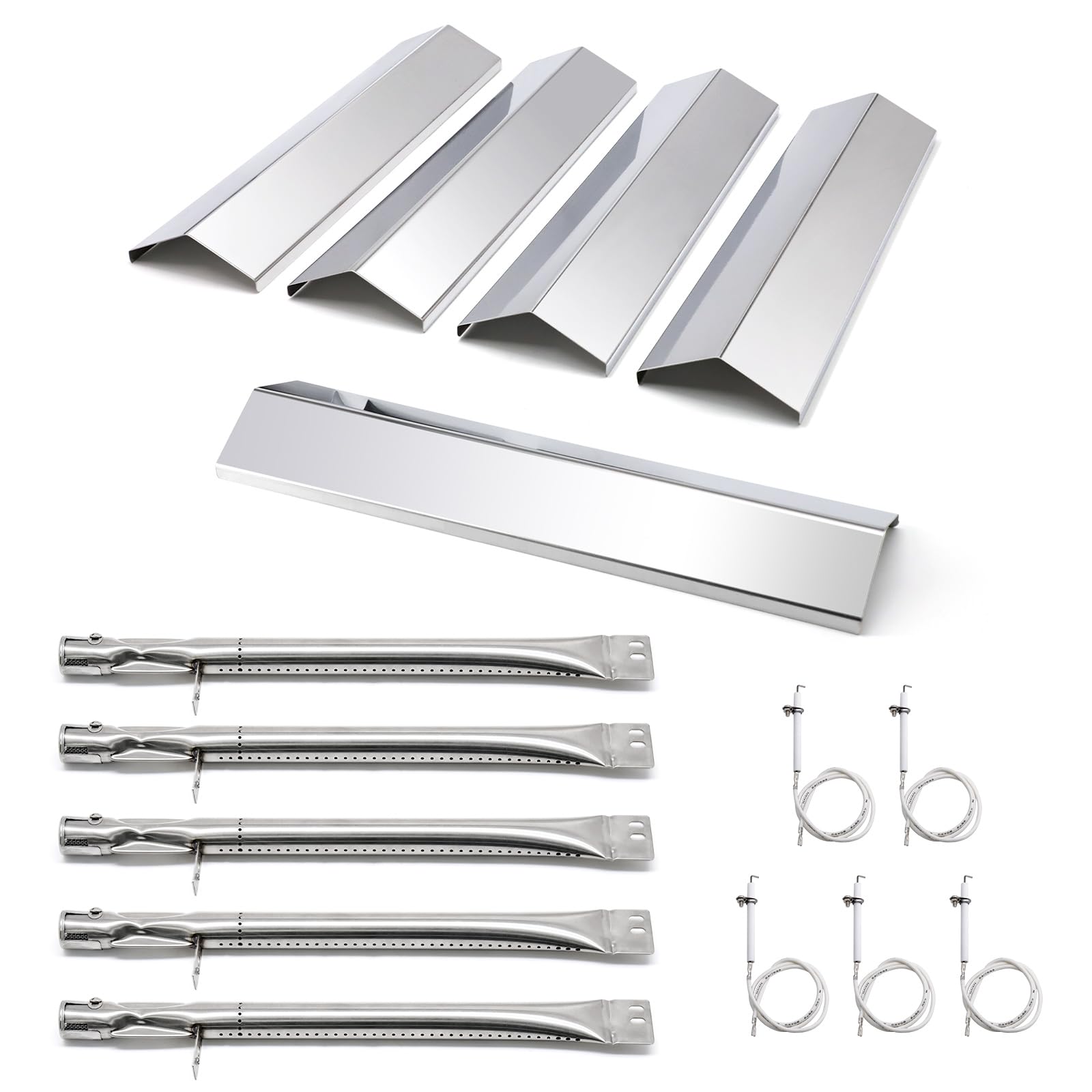 Piezas de repuesto para parrilla Brinkmann 810-2511-S 810-2512-S, protectores térmicos, quemadores de parrilla, kit de encendedores de parrilla para 810-2511-S 810-2512-S Brinkman