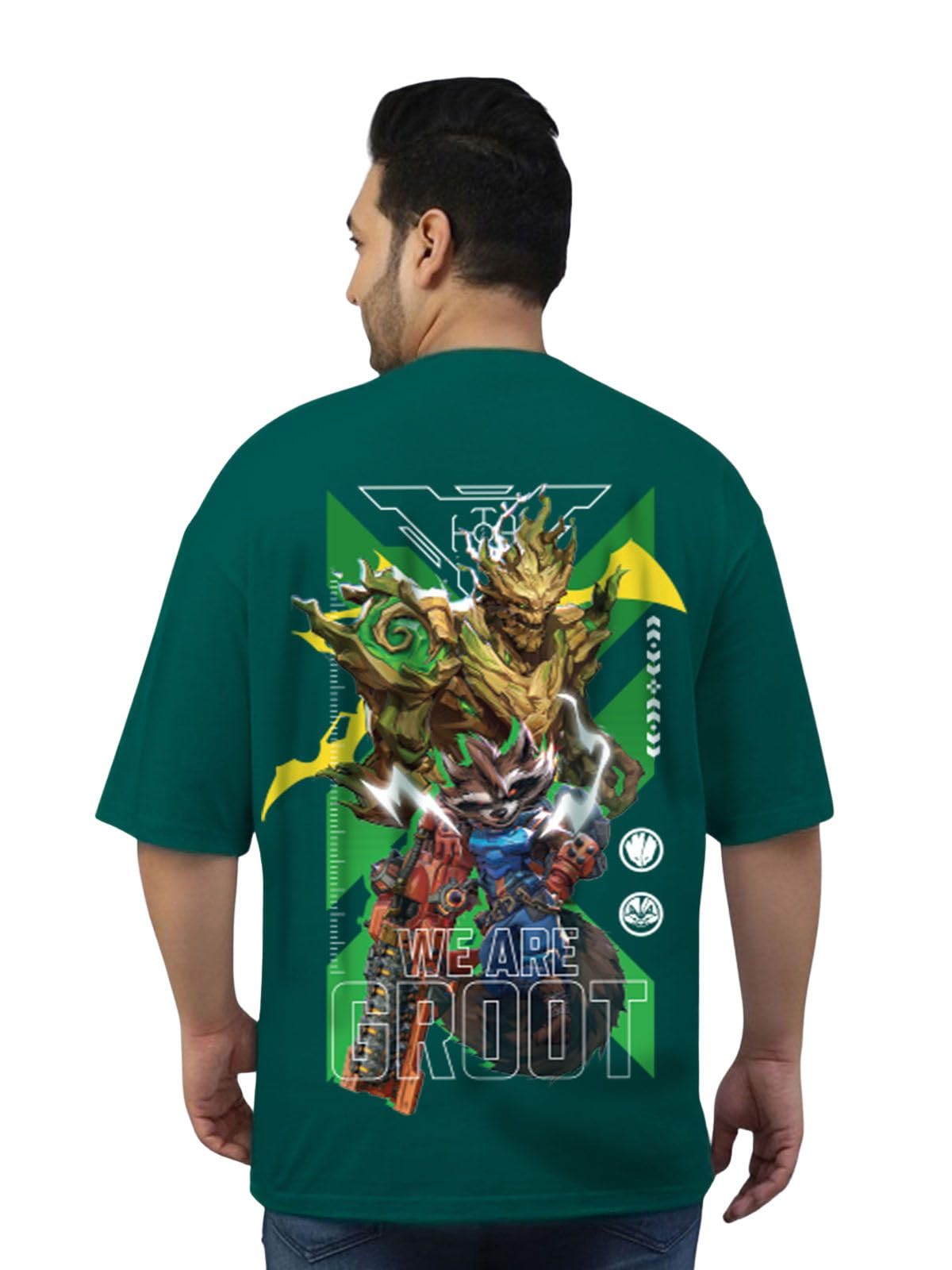 veirdo Pure Cotton Oversized Baggy Official Marvel Merchandise Fit Drop Shoulder Cool Back Graphic Printed T-Shirt for Men (Color: Black, Swanwhite, Green, Dutch Canal & Green)-picture-41
