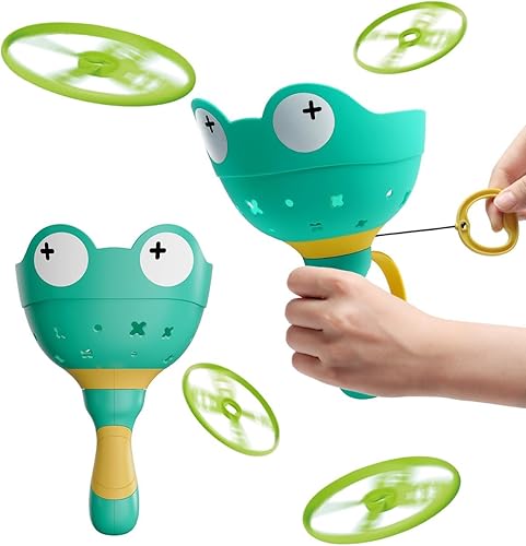 Juguetes al aire libre para niños pequeños de 3 a 5 años, 2 paquetes y 12 discos lanzadores de discos voladores para niños, juego exterior de 4 a 8