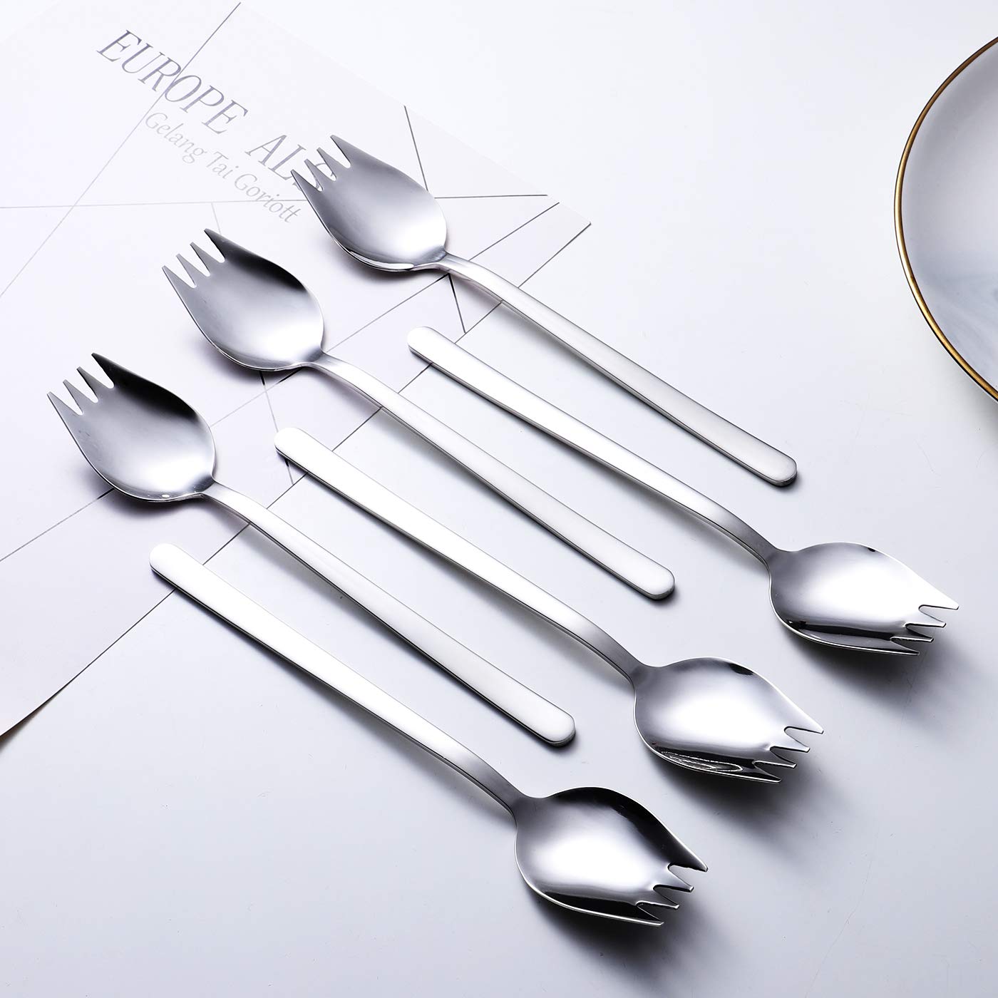 Sporks Widelce do sałatek, 6 sztuk, stal nierdzewna 18/10 od IRONX (6 szt.)