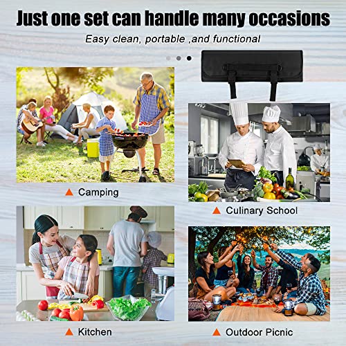 Chef Knife Bag With 24 Slots Cutlery Knives Holders Protectors, Home Kitchen Travel Cooking Tools, Portable Canvas Knife Roll Storage Bag Chef Case For Camping Or Working With An Adjustable/Detachable Shoulder Strap #TOP2