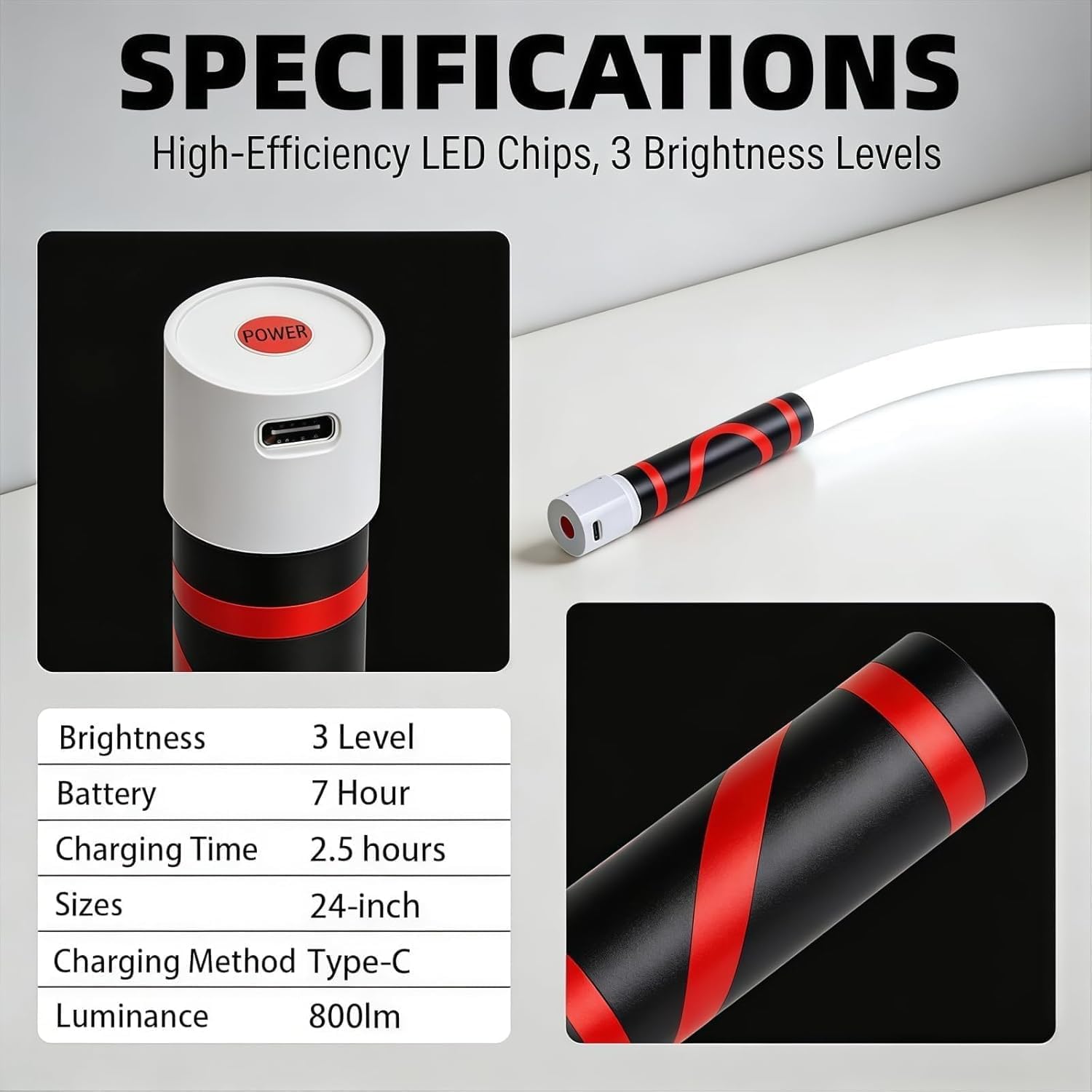 Torcia a LED, ricaricabile, pieghevole, con base magnetica, 3 modalità di luminosità, lampada portatile per ispezione auto e attività meccaniche