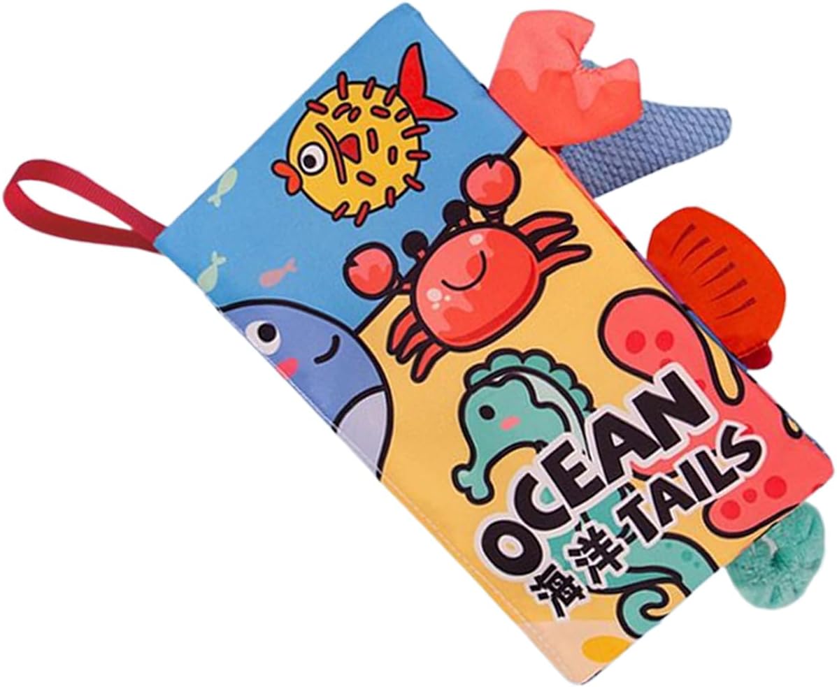 Soft Baby Book – Sensory Book – Tail Design Learning Activities Early Education Preschool Toy for Boys Ages 0-3 Nursery Travel Car Stroller