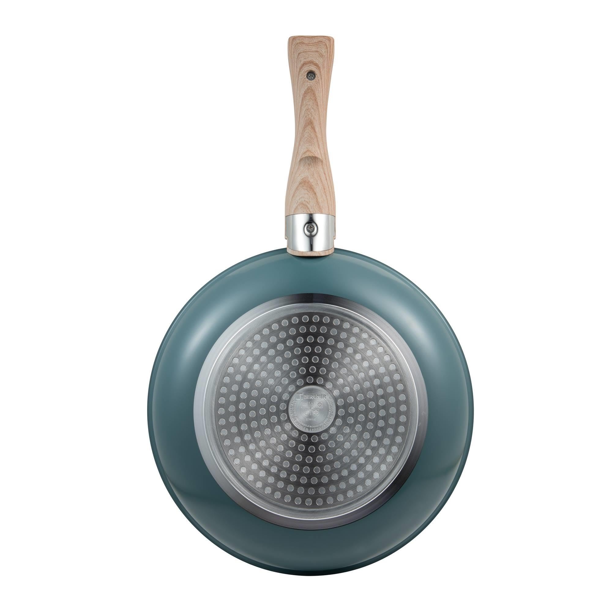 Set de 4 Sartenes Ø22Ø24Ø26Ø28cm en Aluminio prensado Verde + 2 Mangos extraíbles Click&Cook Bergner