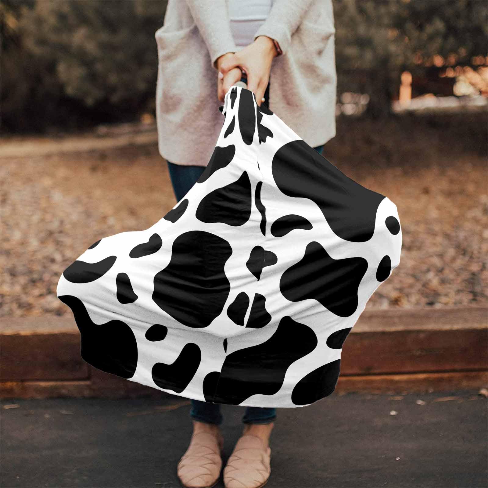 Nursing Cover for Breastfeeding Scarf, Black White Animal Cow Texture Baby Car Covers Super Soft Multi Use for Canopy Shopping Cart Cover Blanket Stroller Cover