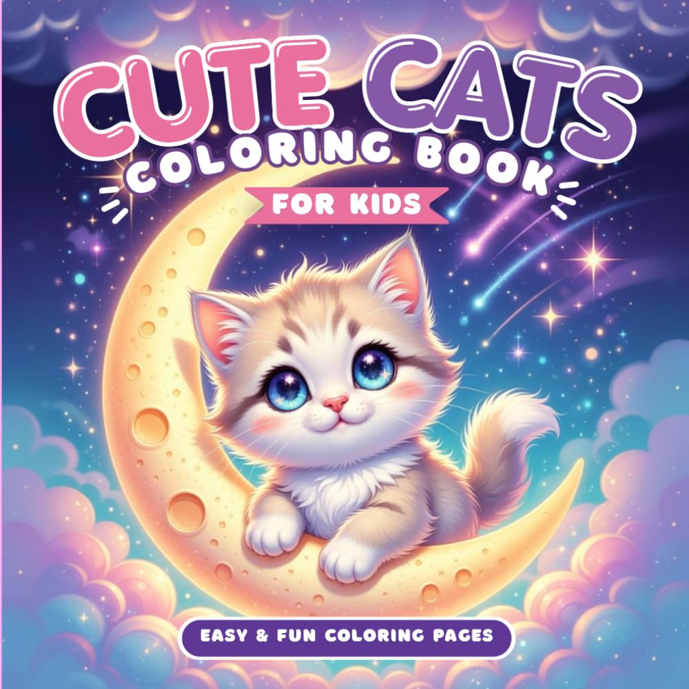 Cute Cats Coloring Book for Kids: Magical Kittens in a Fairytale World: 50 Adorable Illustrations – Easy and Fun Coloring Pages with Cute Cats, ... and Relaxing Designs (Kawaii Coloring World)