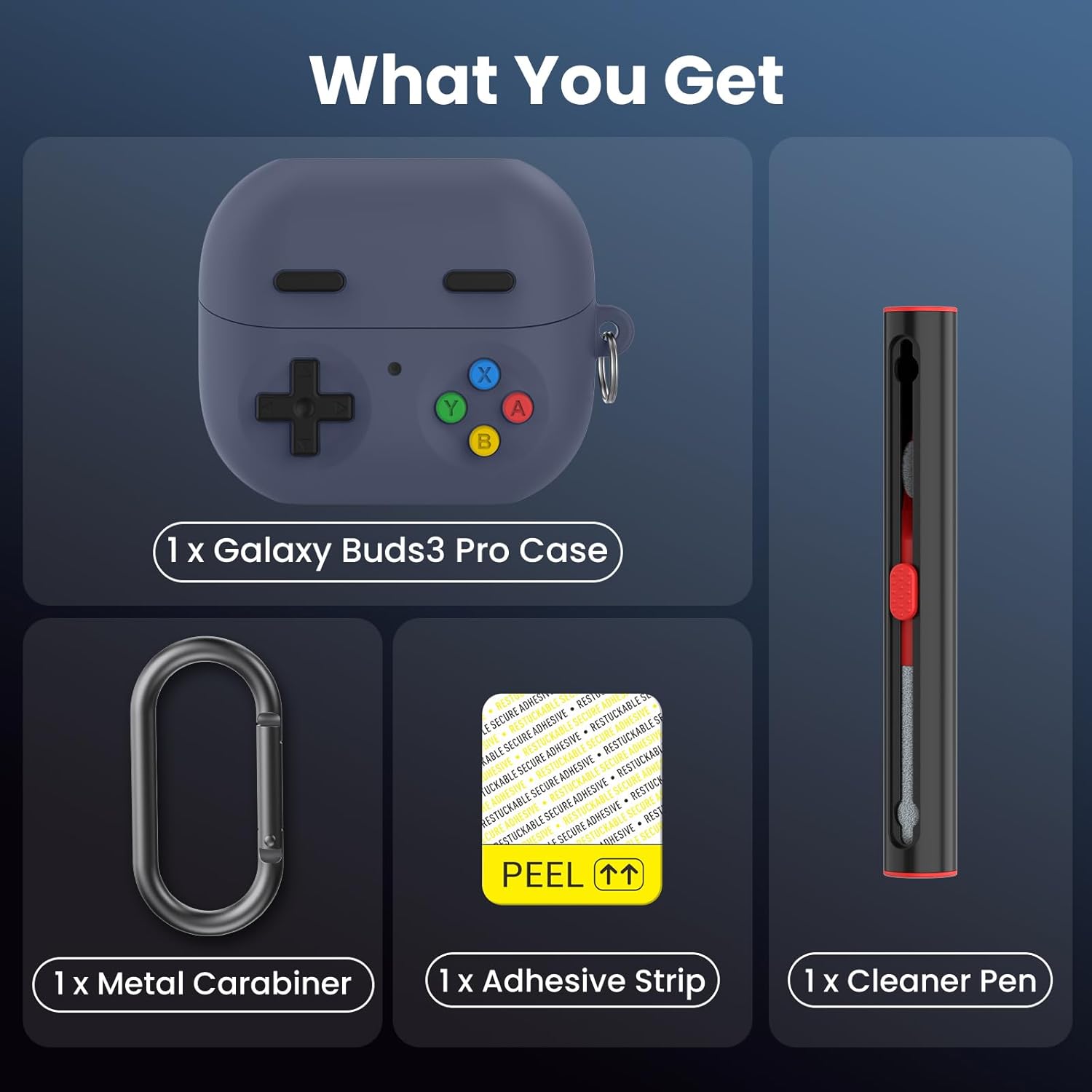 Delidigi Case for Samsung Galaxy Buds3 FE (2025)/Pro and Galaxy Buds3 (2024), Silicone Classic Game Design Galaxy Buds3 Series Protective Cover Skin for Man with Cleaner Kit&Carabiner - Image 7