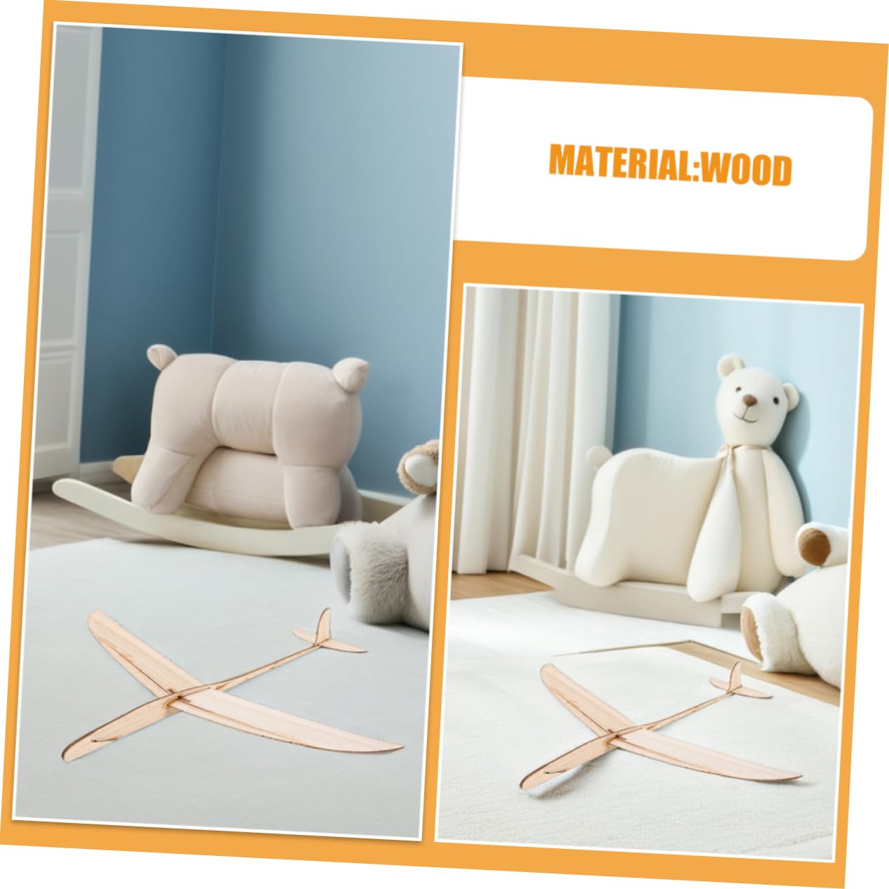 ibasenice Lot de 2 Planeurs en Bois Soi-même Surface à Peindre, Vol Stable, pour Garçon et Filles et Loisirs en Extérieur