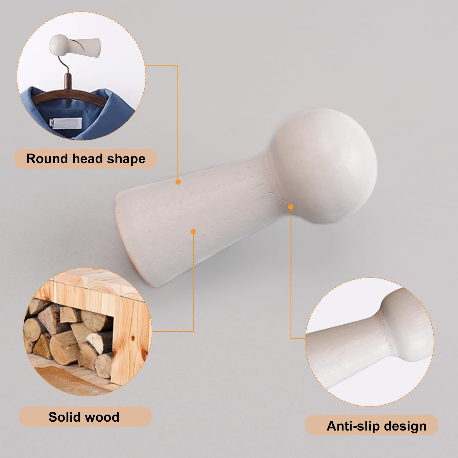 MOROBOR 10pcs Wooden Coat Hooks Shaker Pegs Decorative Coat Peg Natural Wood Hook, Screw-On Hat Hook for Doors Stair Edges, Wardrobes - Image 3
