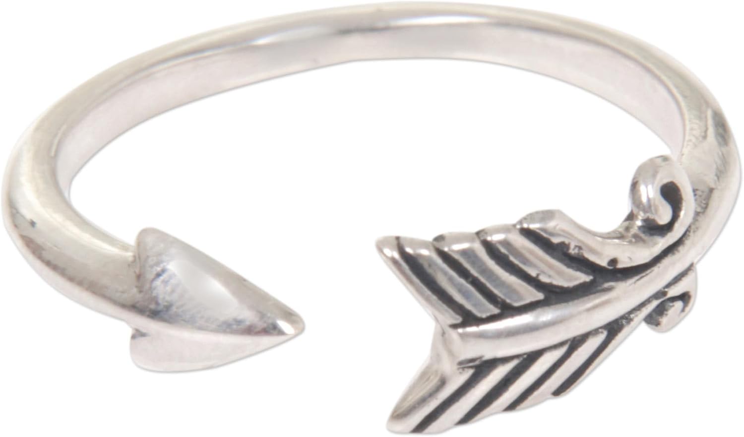 NOVICA Artisan Handmade .925 Sterling Silver Wrap Ring Arrow Engraved from Indonesia 'Silver Arrow'