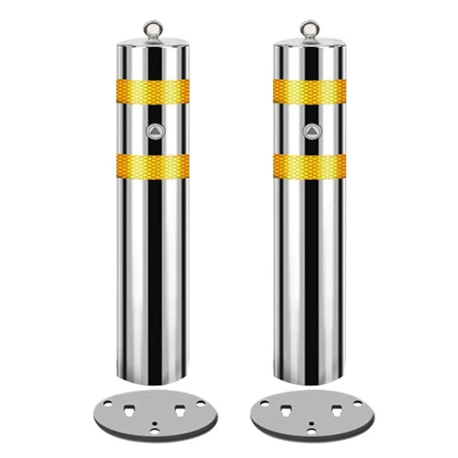 HCZKIUJY Removable Safety Bollard, Driveways Stainless Steel Security Posts, Delineator Post for Driveways with Reflective Strips, Parking Pole Perfect for High-Traffic Areas (2pcs 15.9cm/6.2in)