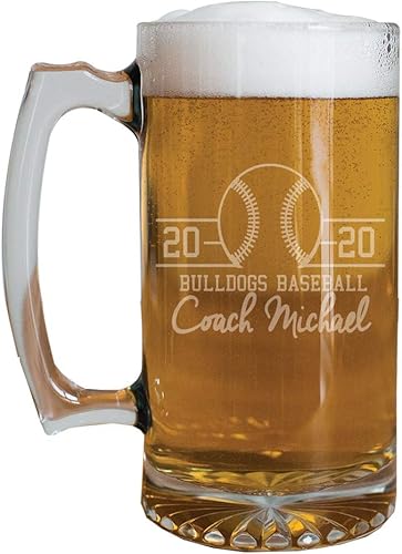 GiftsForYouNow Taza de cristal personalizada del deporte del entrenador del béisbol