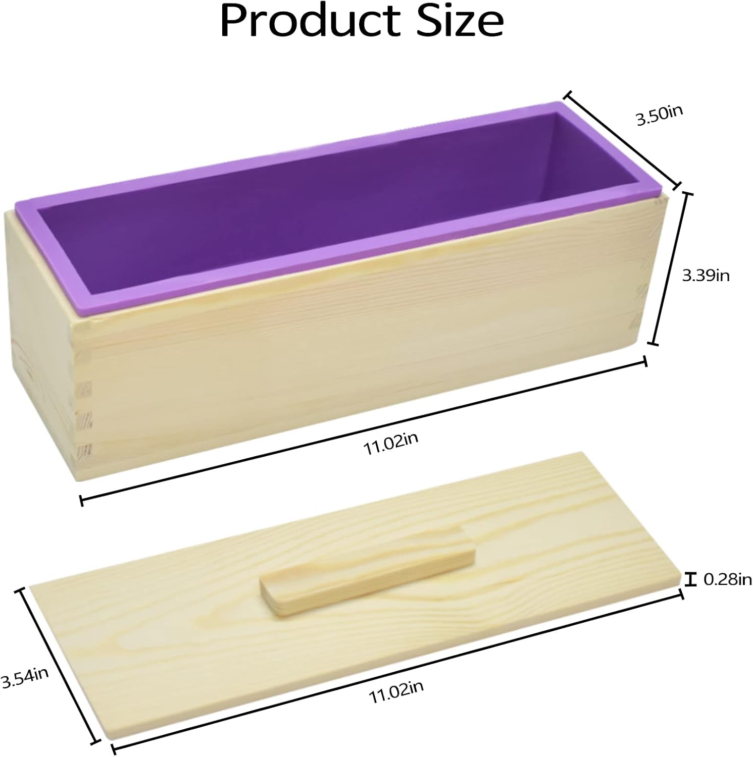 Artcome Loaf Soap Making Cutting Mold Kit 2Pcs 42oz Rectangular Silicone Soap Mold, 2Pcs Wooden Box with Lid, Adjustable Wooden Soap Cutting Tool with Stainless Steel Wavy & Plastic Straight Cutter