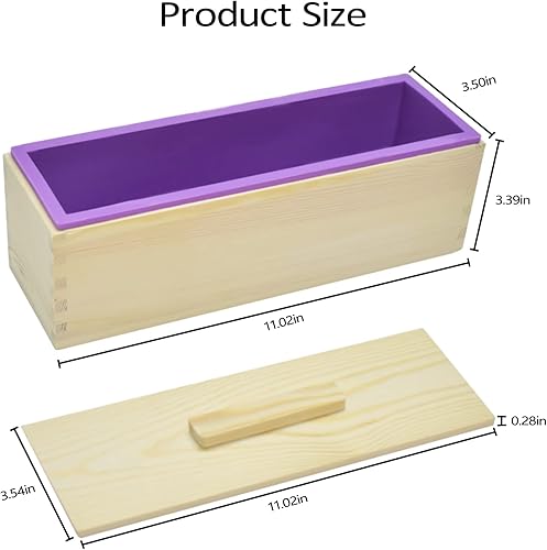 Miniatura 4 de Artcome Kit de moldes de corte para hacer jabón de pan, 2 moldes rectangulares de silicona de 42 onzas, 2 cajas de madera con tapa, herramienta de