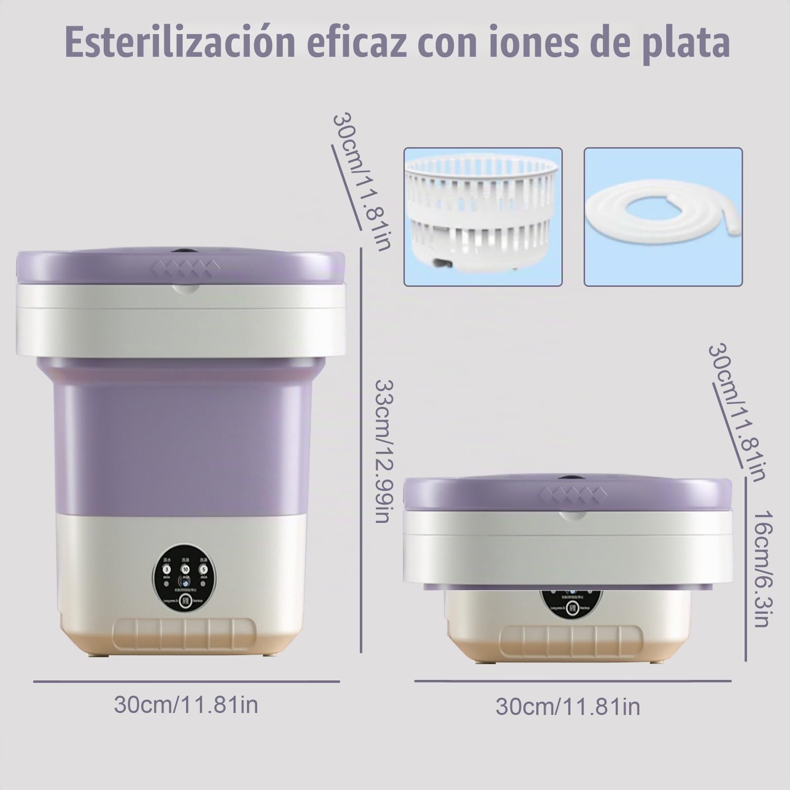 12L Mini Lavadora Plegable Lavadora Móvil Portátil Mini Lavadoras con 3 Modos de Limpieza para Ropa de Bebé/Medias/Camping/Dormitorios/Caravanas