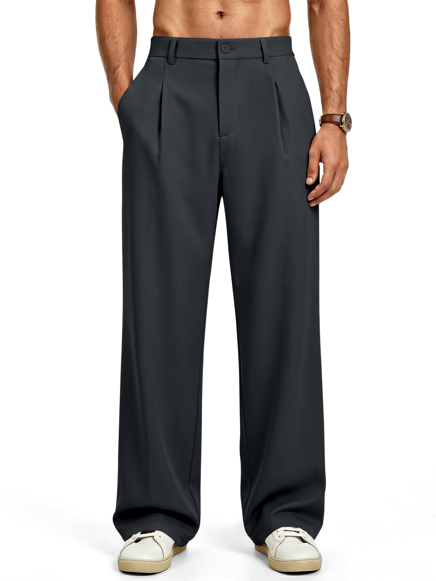JMIERR Chino Hose Herren Baggy Anzughose Regular Fit Casual Sommer Weite Hose Herren Stretch Stoffhose Baggy Jogginghose Freizeithosen für Männer