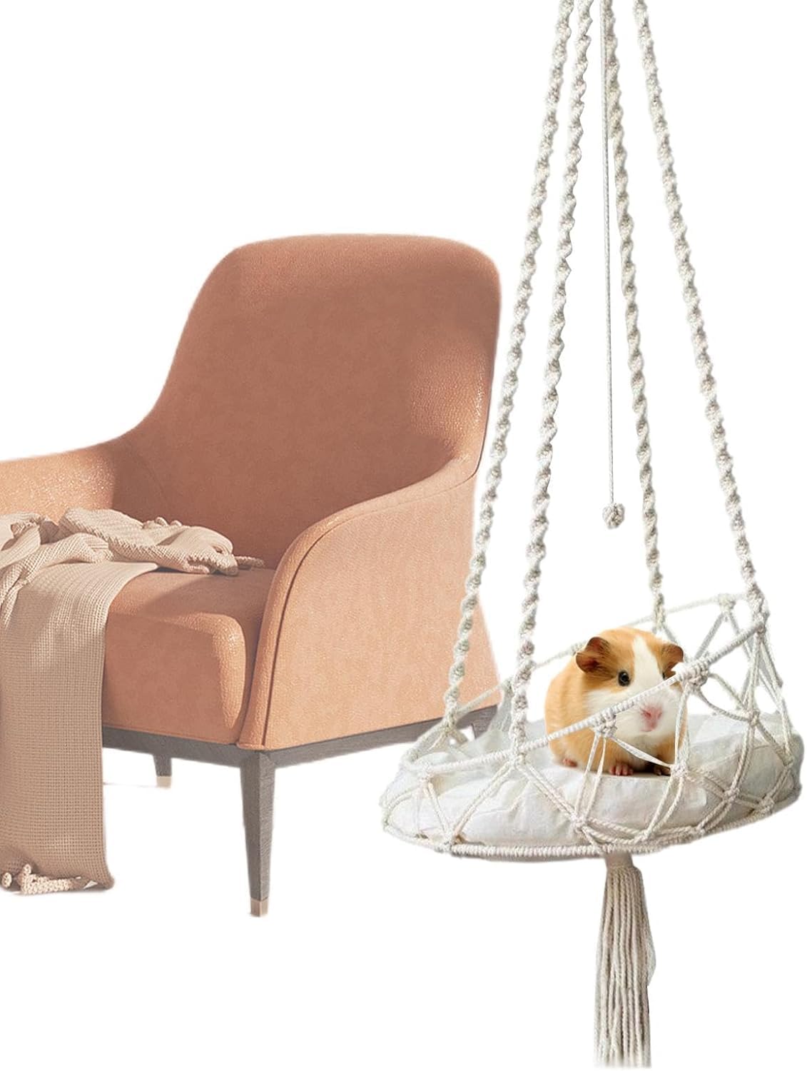 Katzenschaukel-Hängematte,Makramee-Katzenhängematte | Boho-Schaukelbett-Hängematte für Hauskatzen - Bequeme Bettwäsche für Haustiere, Katzen, Kätzchen, zum Schlafen, Spielen, Klettern,