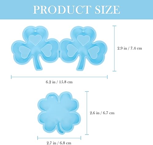 Miniatura 2 de ABOOFAN 2 moldes de silicona para trébol de cuatro hojas, molde de resina de trébol del día de San Patricio, llavero, moldes de resina epoxi con