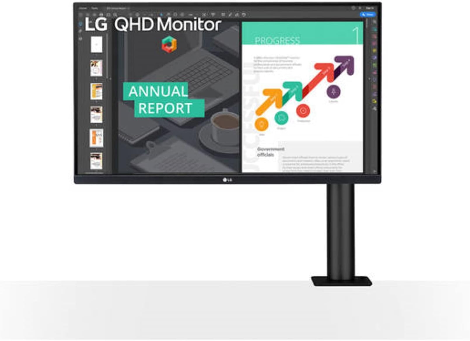 LG 27” 27BN88Q-B Ergo IPS QHD Monitor (2560x1440) with Ergonomic Stand & C-Clamp, USB Type-C™, DCI-P3 95% (Typ.), HDR10 and AMD FreeSync™