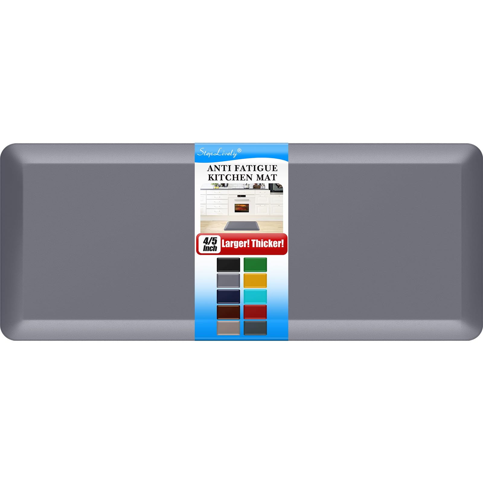 4/5 Inch Thick Kitchen Mat - Cushioned Anti Fatigue Mats for Kitchen Floor - Easy to Clean, Waterproof, Non-Slip Kitchen Rug for Sink, Office, Kitchen