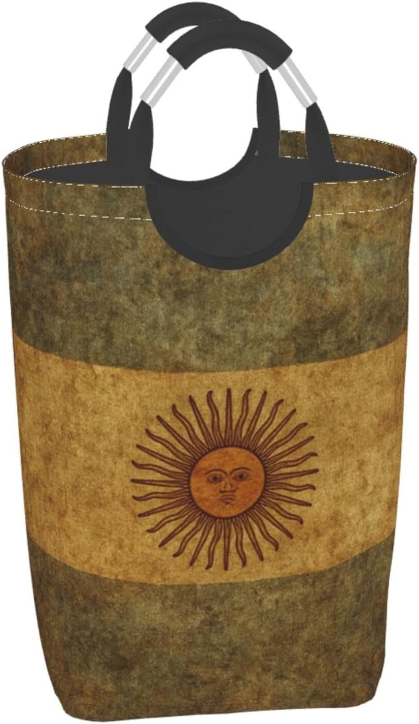 50l Laundry Basket Argentina Vintage Flag Waterproof Laundry Hamper Foldable Clothes Laundry Bag With Handles