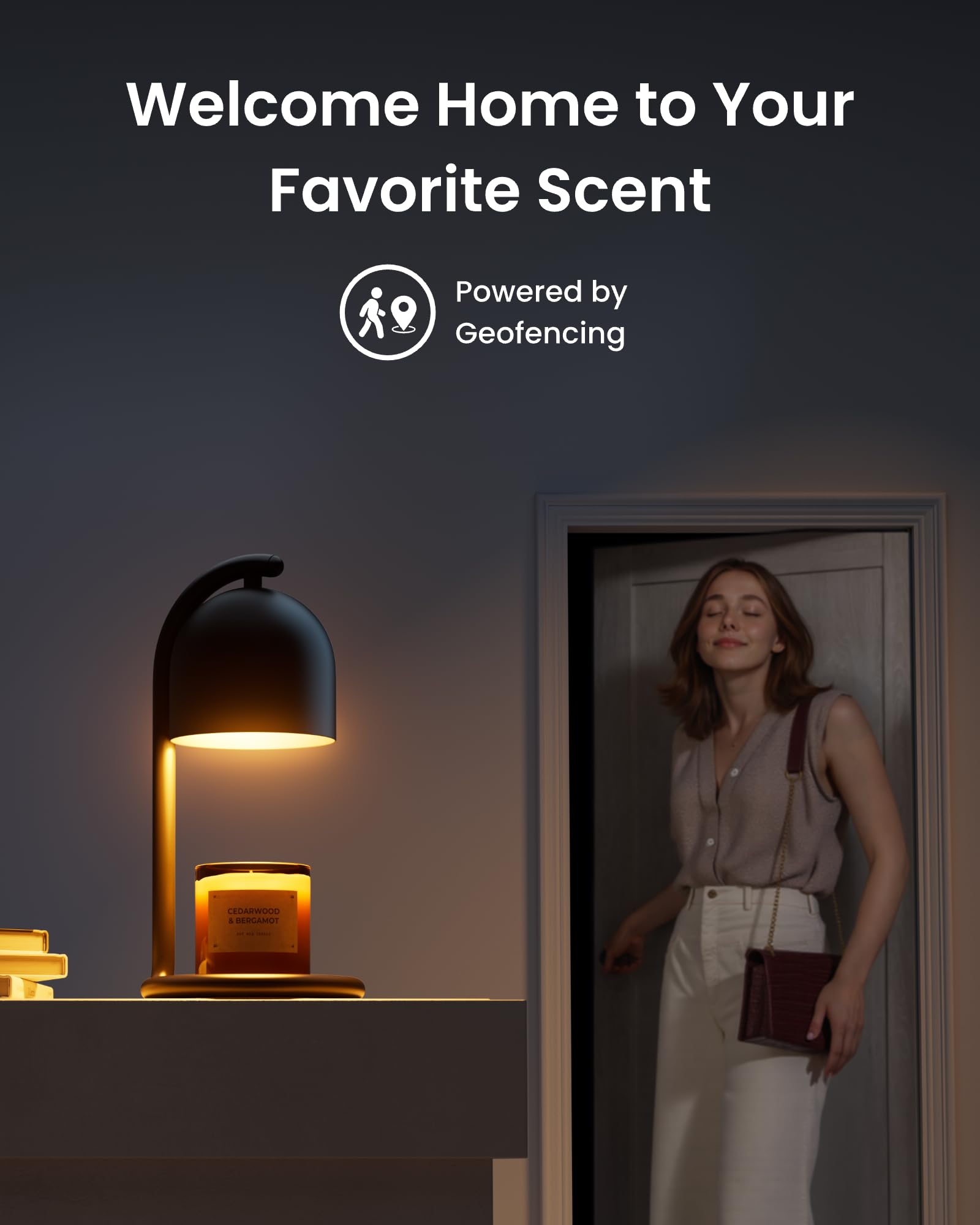SwitchBot inteligentna lampa do podgrzewania świec, elektryczna lampa zapachowa z timerem i ciemnieniem, kompatybilna z Matter dla Apple Home i Alexa, lampa do podgrzewania świec na urodziny