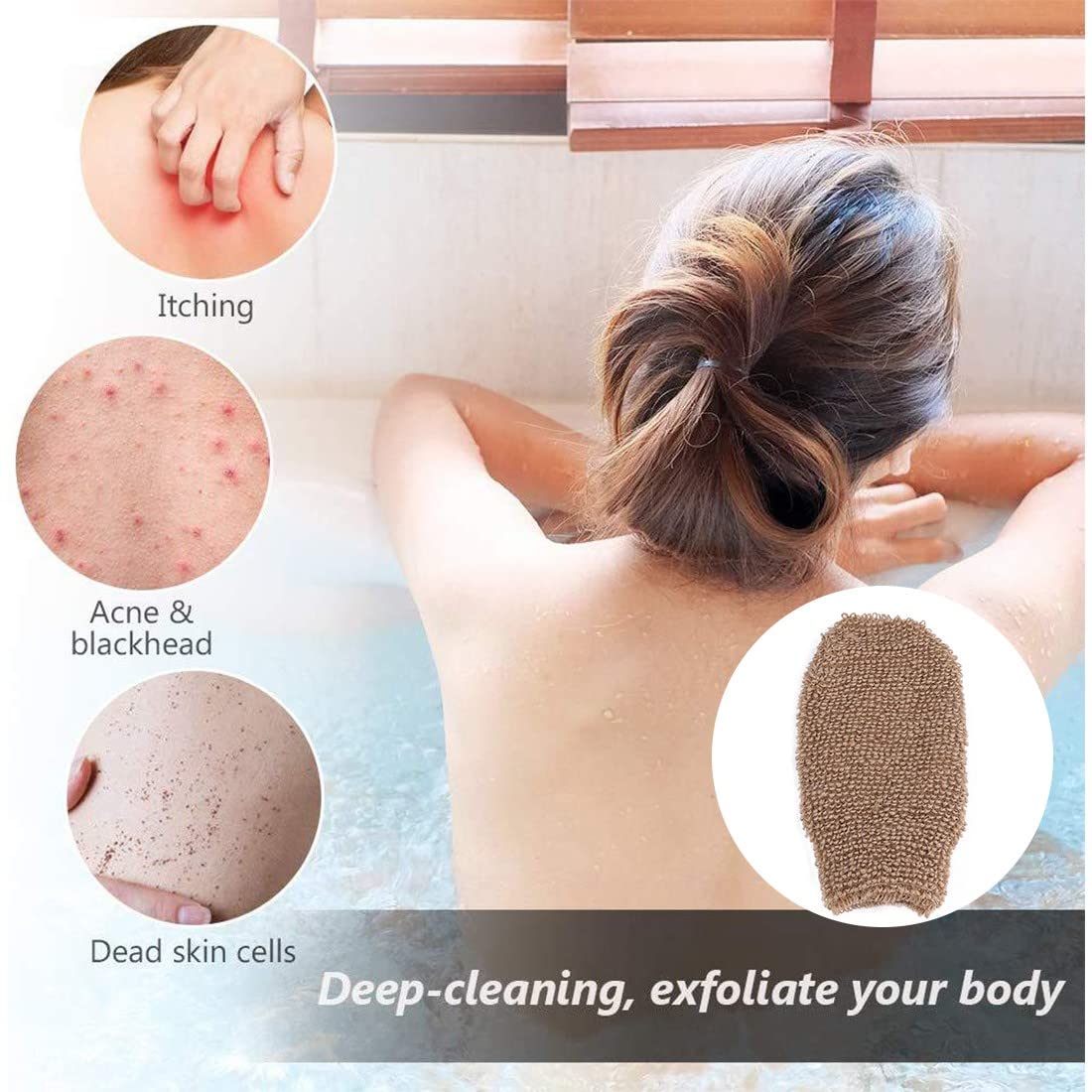 Gant de toilette exfoliant naturel en crin de jute pour visage et corps - Gommage spa & hammam