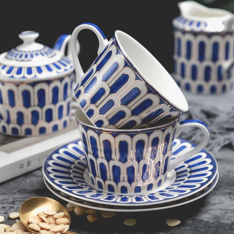 Bone China Coffee Pot Set European Red Tea Sets Ceramic