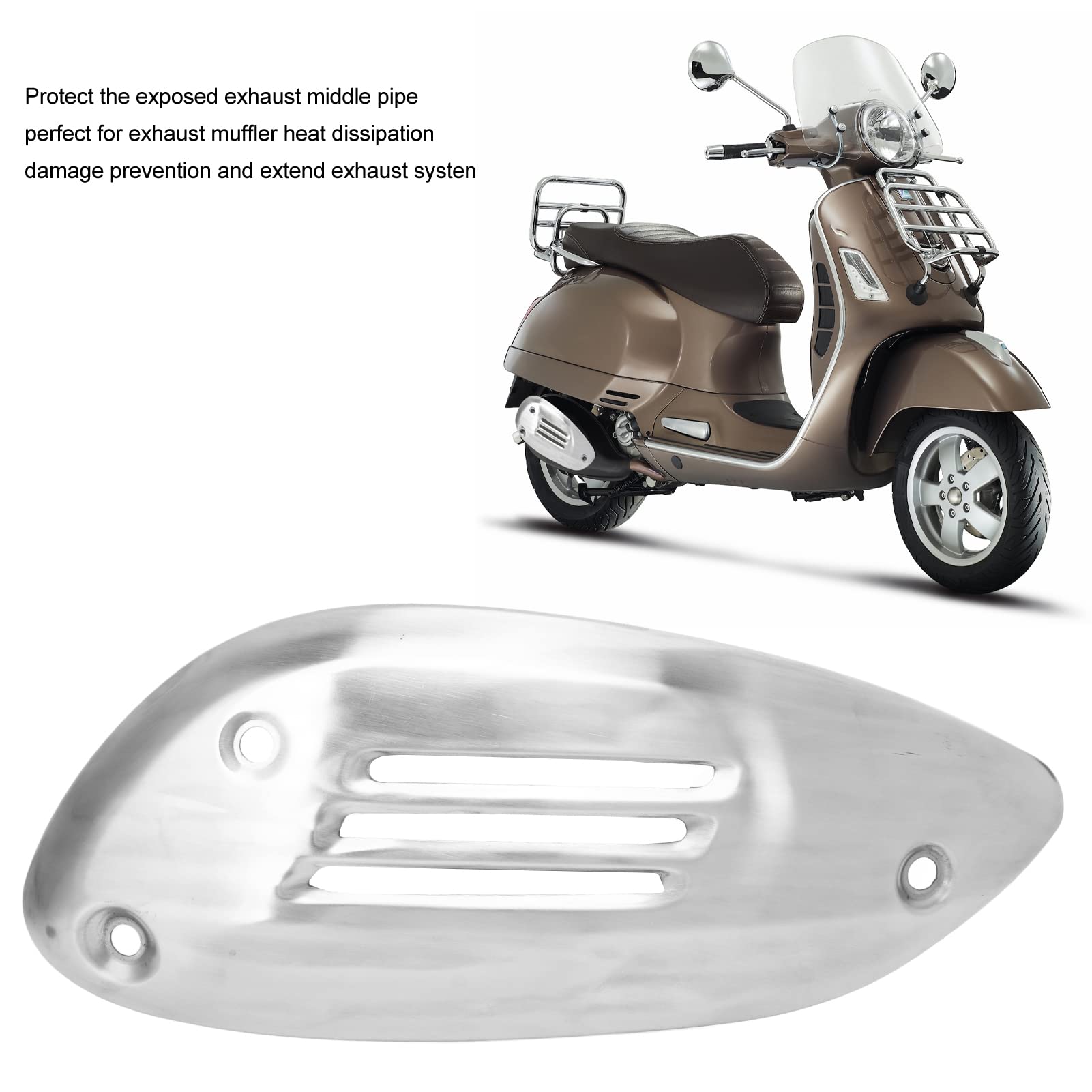 generic Cubierta de Tubo de Escape de Motocicleta, Silenciador de Acero Inoxidable, Funda Protectora de Repuesto para 125 250 300 GTV 2013-2021 (Plata)