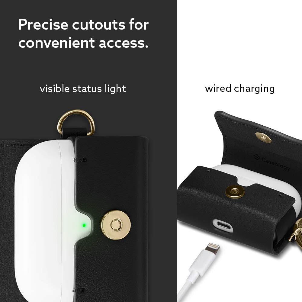 Caseology Chic Leather for Apple Airpods Pro Case (2019) - Chic Black