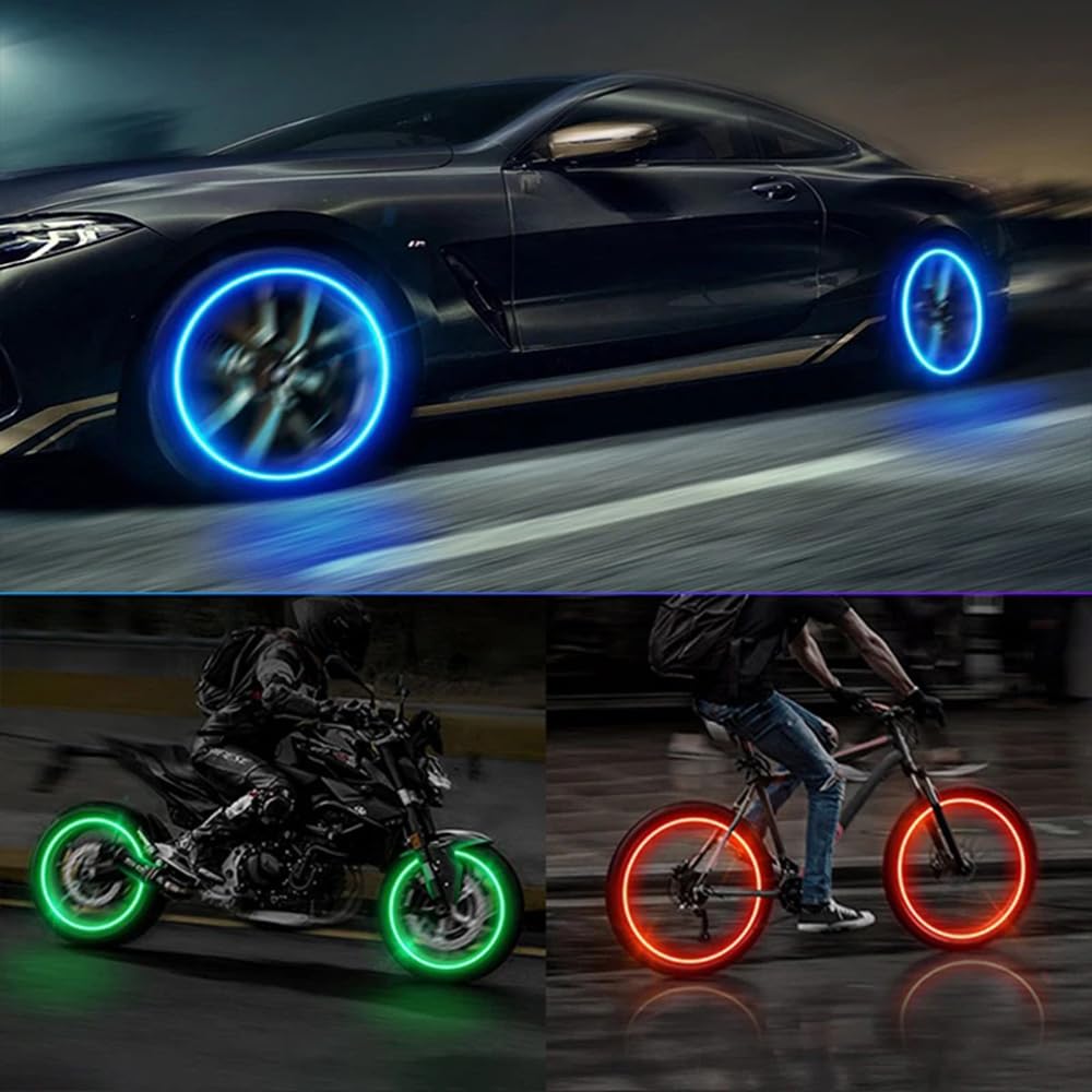 Syzplnwy 8 stuks Glow in The Dark LED ventieldoppen met knipperlicht voor auto's, SUV's, vrachtwagens, motorfietsen, fietsen (groen Syzplnwy 8 stuks Glow in The Dark LED ventieldoppen met knipperlicht voor auto's, SUV's, vrachtwagens, motorfietsen, fietsen (groen