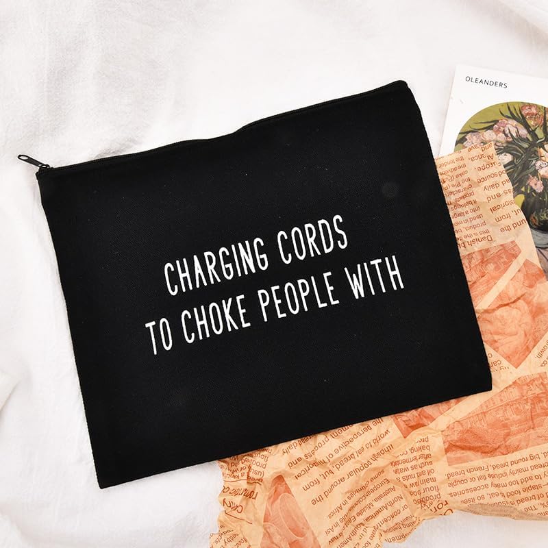 ShiQiao Spl Cable Organiser Bag Pouch for Men Women Charging Cables Storage Pouches Black Charging Cords Organiser Pouch Travel Tech Accessory Bag for Women Men Portable Canvas Cosmetic Makeup Bag - Image 6