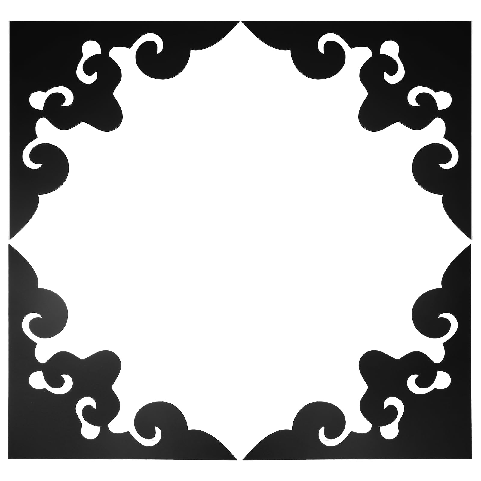 sourcing map 4 Pcs Hollow Mirror Wall Stickers, Acrylic Corner Decorative Pattern Decals Self Adhesive Mirror Stickers for Bathroom Living Room Bedroom Ceiling Office (Black, 7.9x7.9)