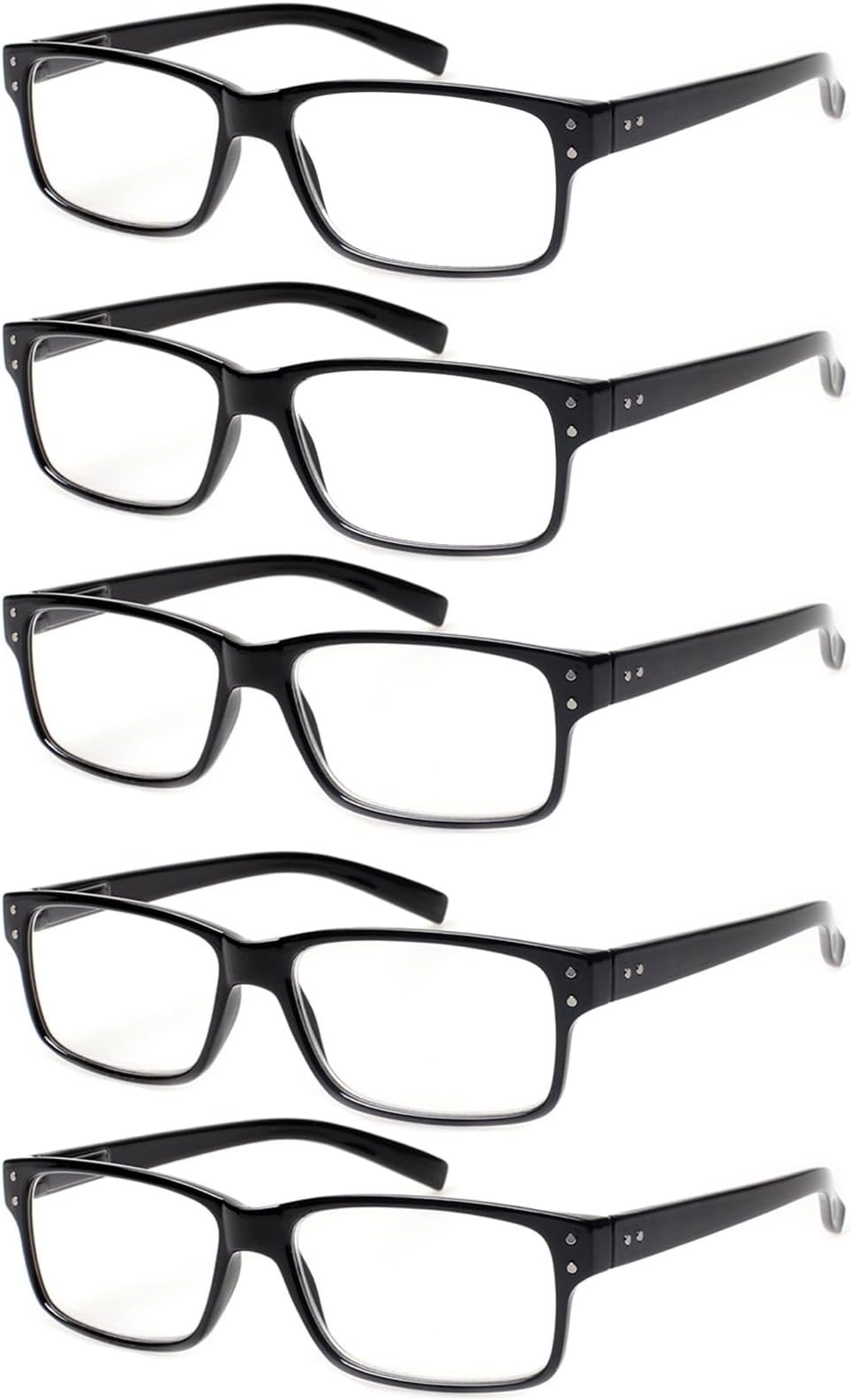 NORPERWIS Reading Glasses 5 Pairs Quality Readers Spring Hinge Glasses for Reading for Men and Women (5BLACK, 4.00)