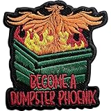 Zolawe Become A Dumpster Phoenix Patch, Sew On Iron On Mental Health Patches Embroidery Patches for Clothes Backpack Hats Jean Bag, Embroidered Patches, Aesthetic Patches, DIY Iron On Patch for Adults