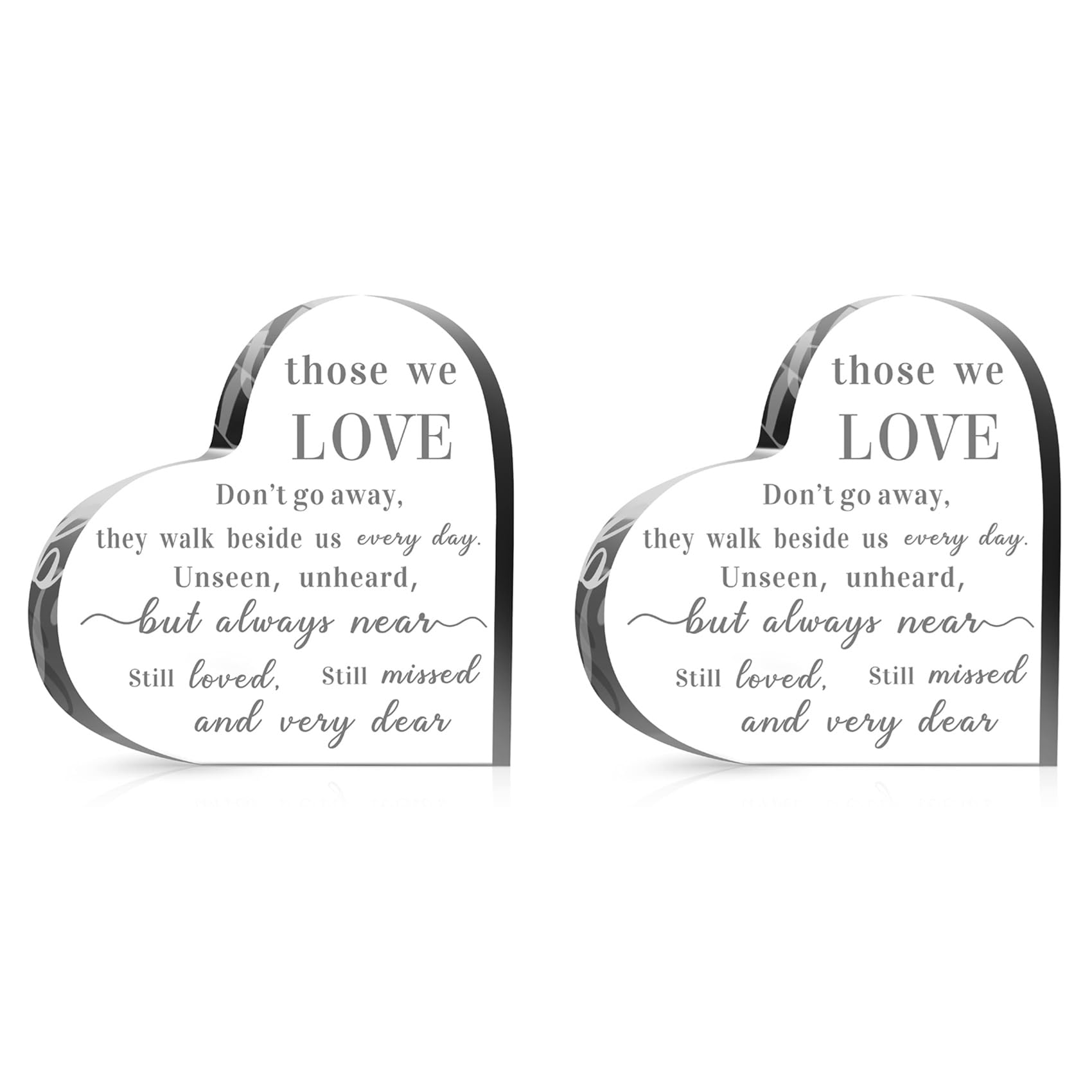 Vjsujehgy 2X Sympathy Gifts Memorial Bereavement Gifts Acrylic Heart Condolence Remembrance Gifts for Loss of Loved Father Mother