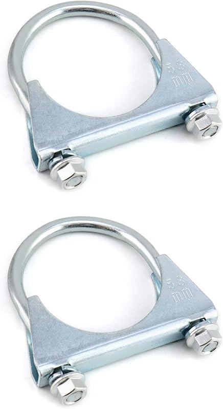 Abraçadeira U para escapamento QWORK em aço carbono galvanizado para tubo de 5,72 cm – Pacote com 2
