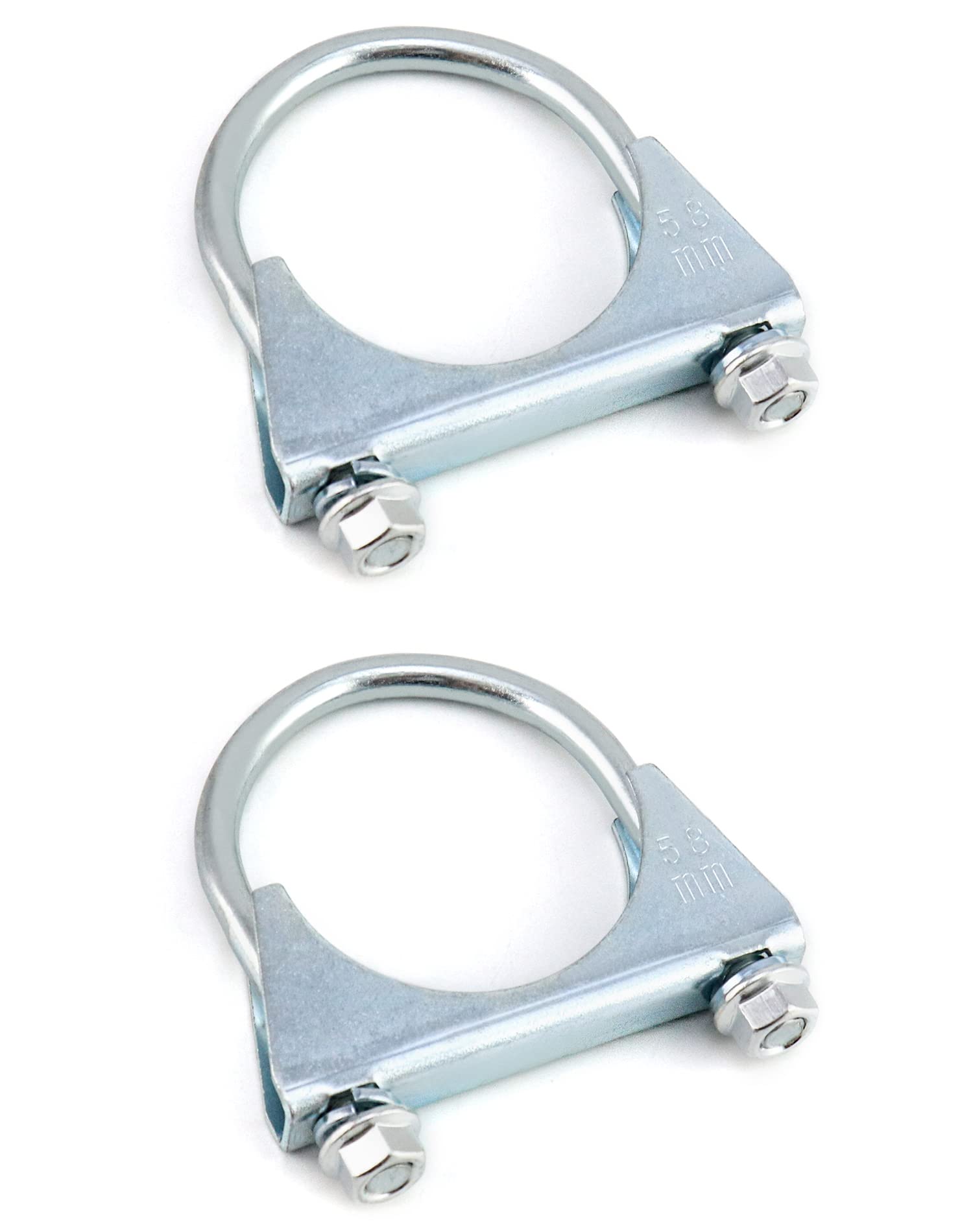 QWORK U-Bolt Muffler Tip Exhaust Hook, 2-1/4" OD 2Pcs Stainless Steel Universal Silencer Exhaust Clip