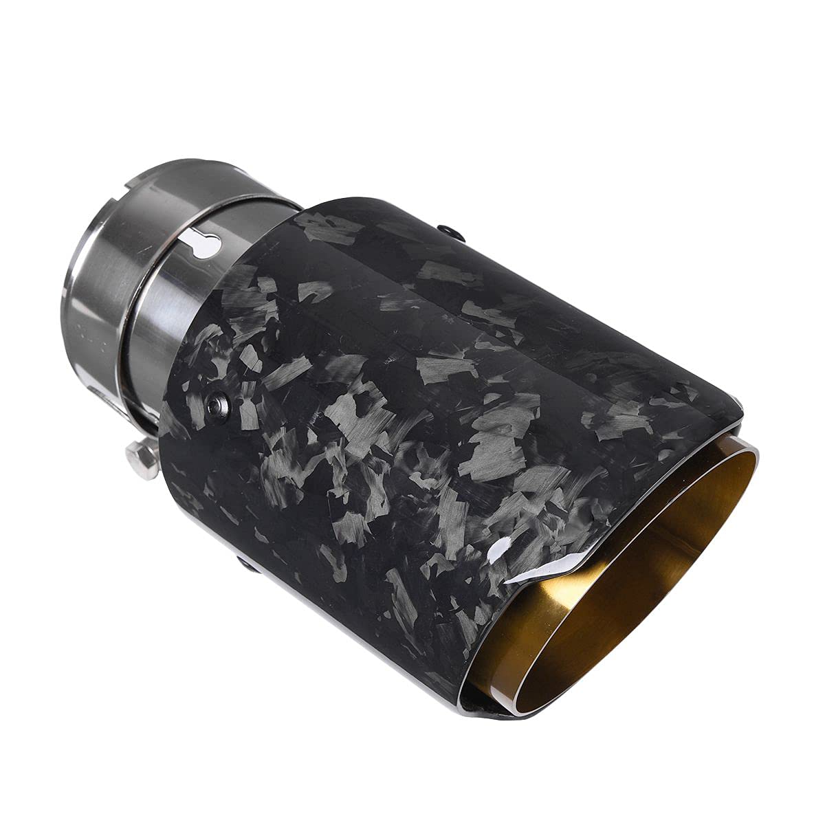 CARMON Forged Carbon Fiber Exhaust Pipe Muffler Tips with Golden 304 Stainless Steel 2.5inch inlet