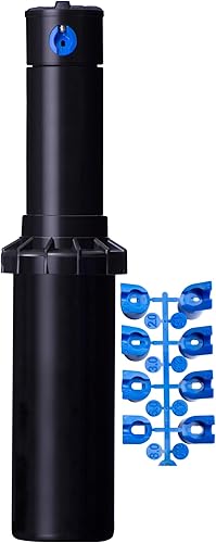 Hunter PGP-ADJ-B - Rociador de rotor emergente de 4 pulgadas con arco ajustable y herramienta de ajuste de estante de boquilla azul incluida