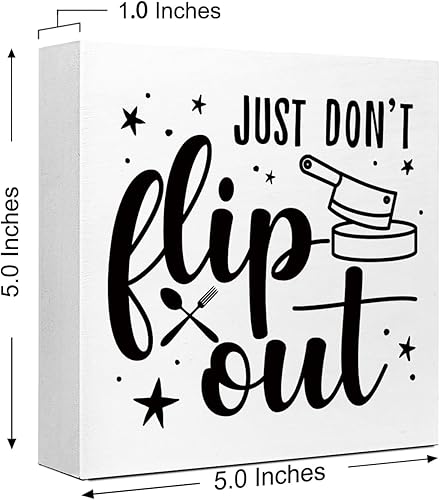 Miniatura 2 de LVQHI Letreros divertidos de madera para cocina, con texto en inglés Just Don't Flip Out Whisks, decoración de escritorio de cocina para decoración