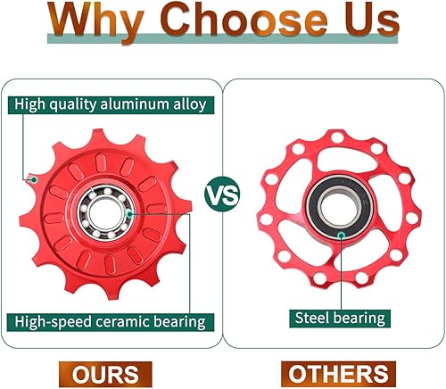 Miniatura 3 de MUQZI 11T12T13T - Polea de cambio trasero para bicicleta, rodamiento tensor, juego de polea de rueda de jockey para bicicletas de montaña MTB,