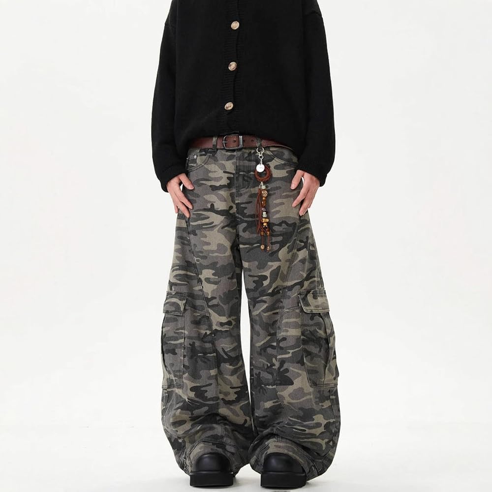 Amazon | [GUREITOJP] バギージーンズ メンズ デニムパンツ 迷彩柄