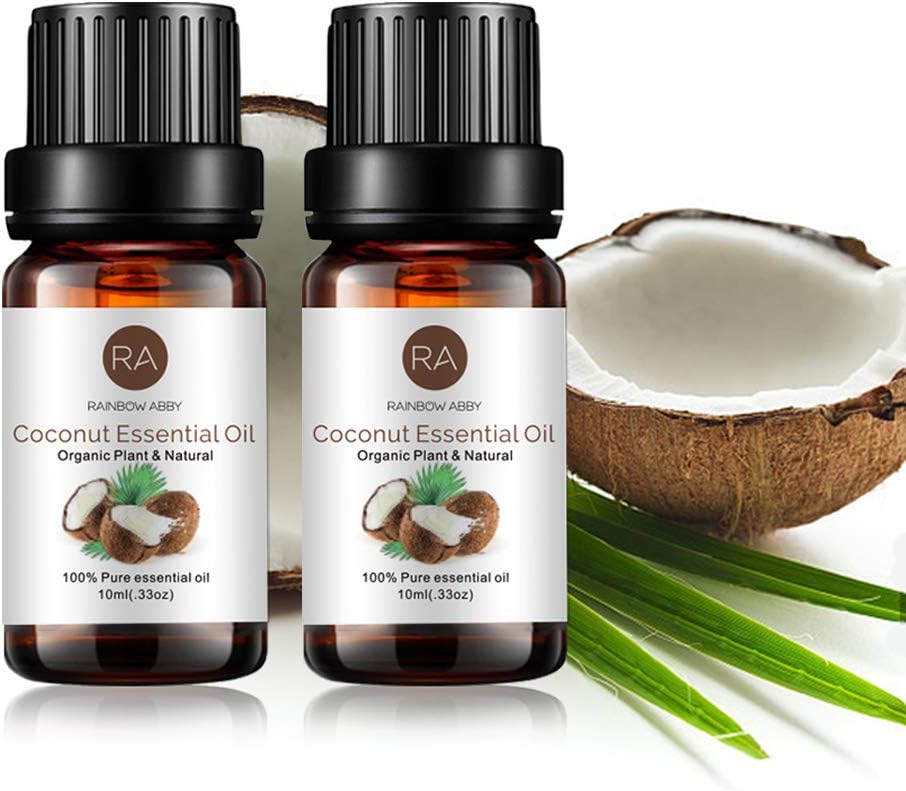 2 Bottles Coconut Essential Oil Single 100% Pure Aroma Essential Oils for Diffuser, Massage, Spa, Candles, Soaps - 2 x 10ml