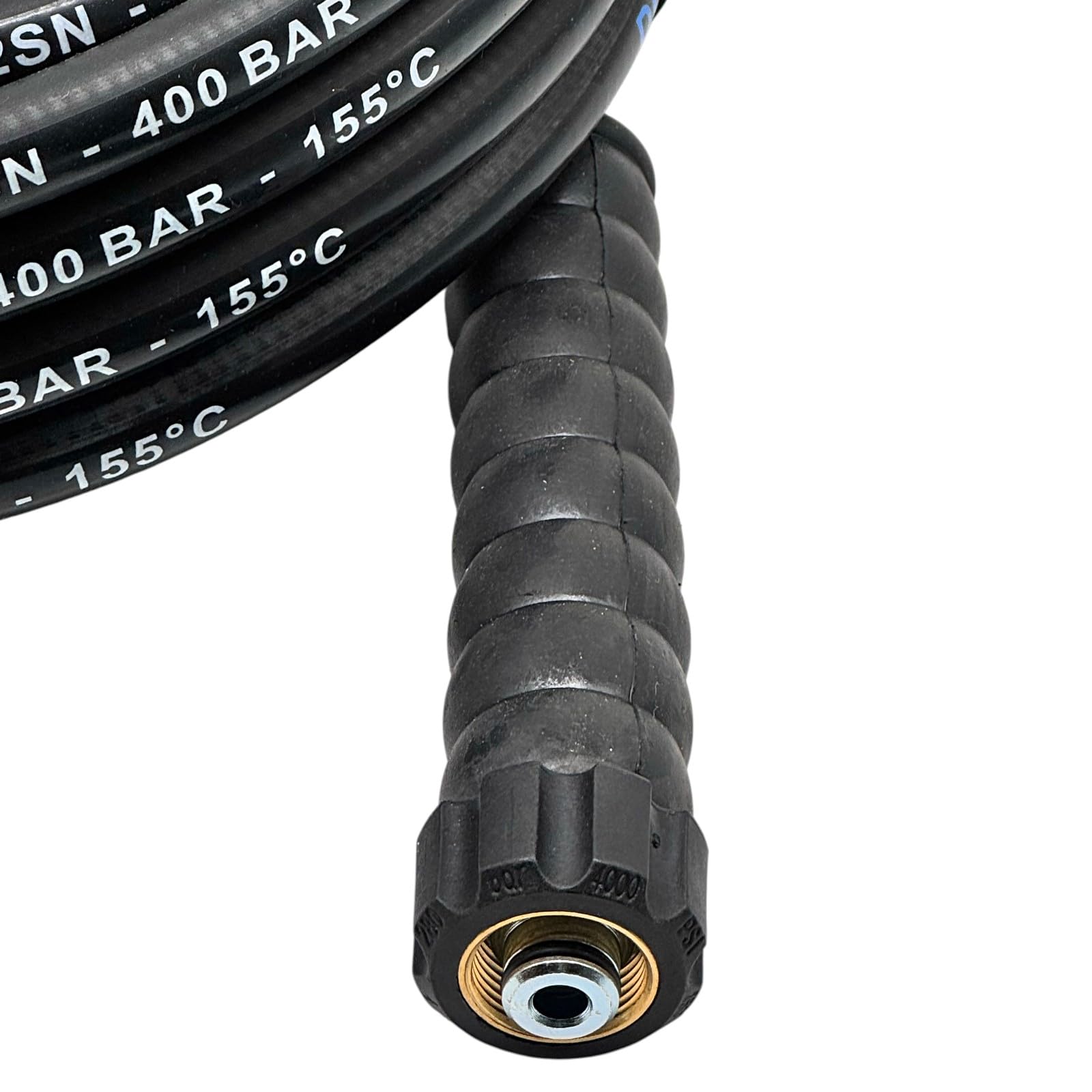 M&M Smartek Hochdruckschlauch 5m DN6 2SN M22 IG, 400 bar | DN6 2SN mit beidseitigem M22x1,5 IG und Knickschutz; bis 400 bar und 155 °C, abrieb-, öl- und witterungsbeständig im Einsatz.
